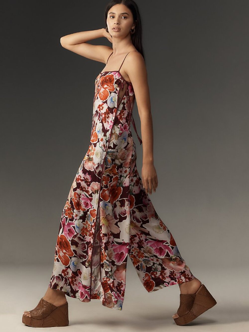 By Anthropologie Printed Wide-Leg Jumpsuit in Red Motif - sz XL